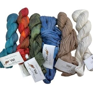 6 Classic Elite Vail Baby Alpaca Bamboo Hand Dyed Tan Blues Green Orange White